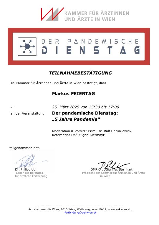 Vorschau der Teilnahmebestätigung zum Pandemischen Dienstag 5 Jahre Pandemie